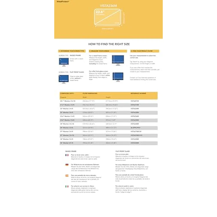 VistaProtect Premium Blickschutzfilter, Privacy Filter & Blickschutzfolie für Computermonitore (23.6³ Zoll) – Bild 9