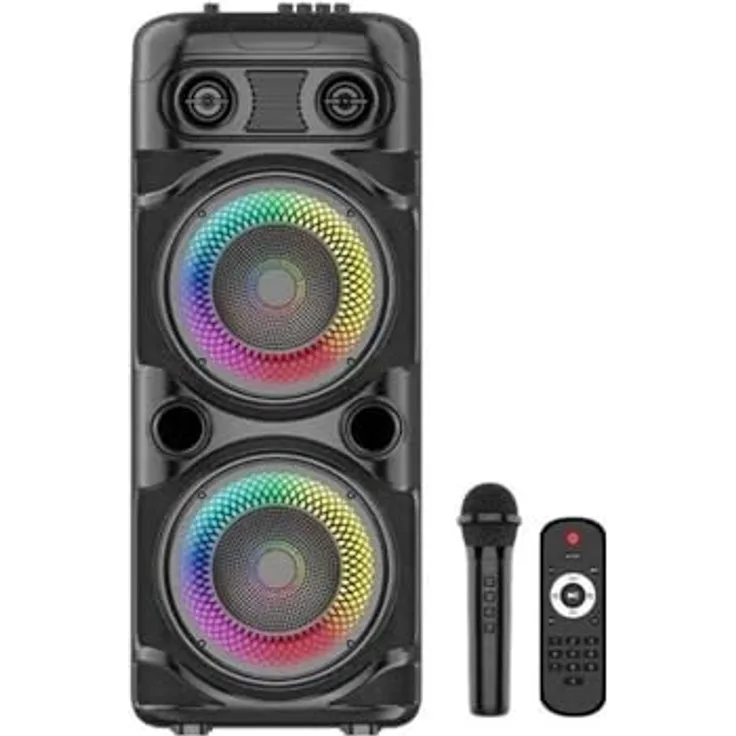 Inovalley KA123-XXL Tragbarer Bluetooth Lautsprecher, 900 W, Akku-Betrieb, wasserfest, Schwarz