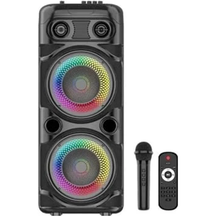 Inovalley KA123-XXL Tragbarer Bluetooth Lautsprecher, 900 W, Akku-Betrieb, wasserfest, Schwarz – Bild 1