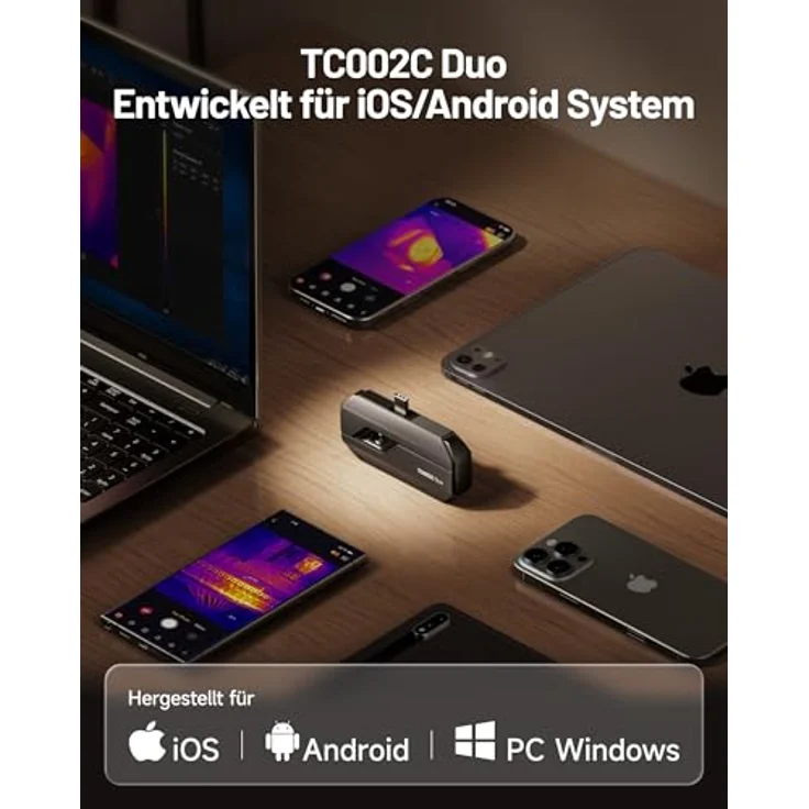 TOPDON TC002C Duo Wärmebildkamera, 512×384 TISR-Superauflösung, USB-C, 25Hz, -20°C bis 550°C, für Gebäudeinspektionen, Fahrzeuge, Leckagen, HLK – Bild 2