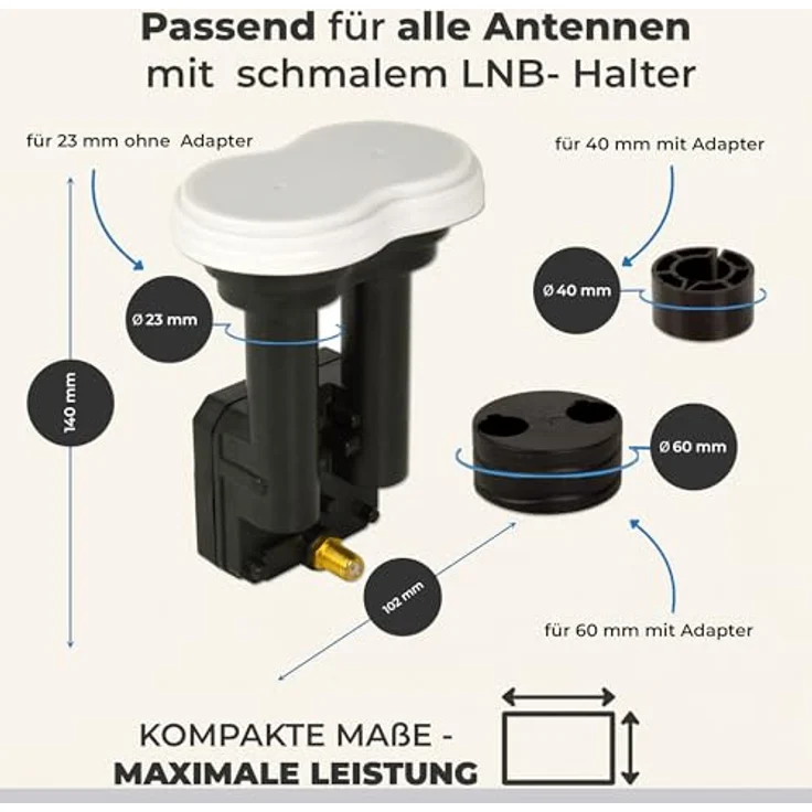 Premium X Monoblock Single PXMB-3S LNB, 0,1dB für Astra 19,2° und Eutelsat 16°, HDTV, FullHD, 3D, UltraHD 4K tauglich für 80-85cm Schüssel, 1 Teilnehmer – Bild 5