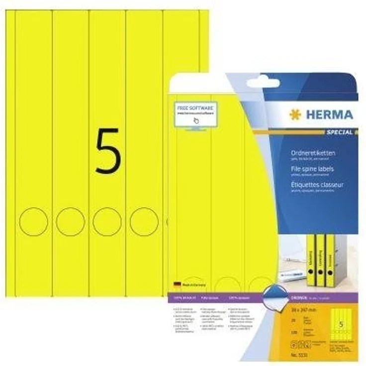 HERMA Aktenordner Ordnerrückenetikett SPECIAL, schmal/lang, 38 x 297 mm, hohem Weißgrad – Bild 1
