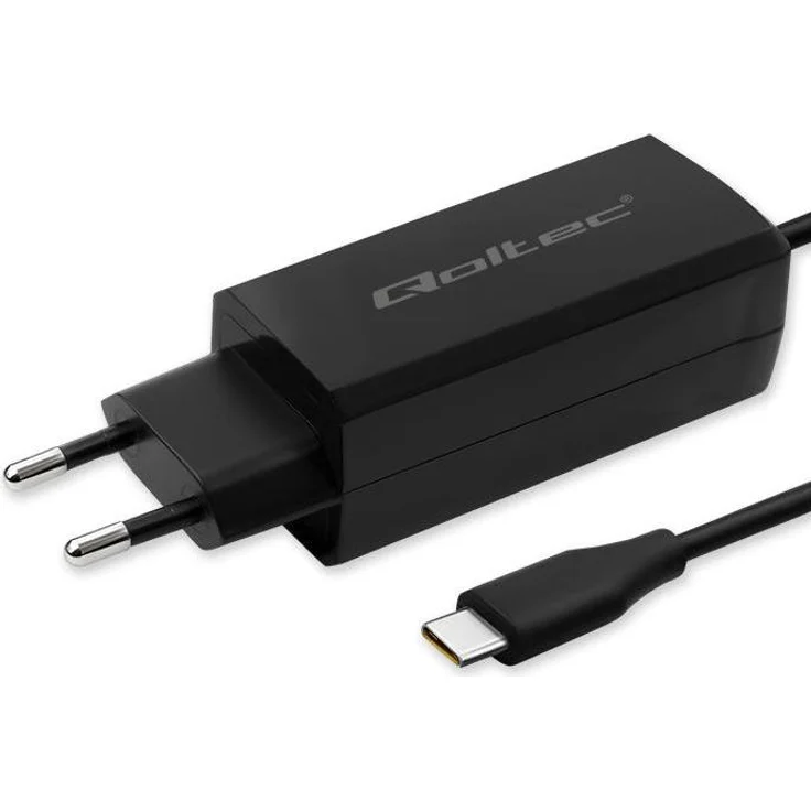 Qoltec 52420 90-W-GaN-Superschnellladegerät, 5–20 V, 3–4,5 A, USB-C 3.1, Schwarz, mit Überspannungsschutz und kompaktem Design