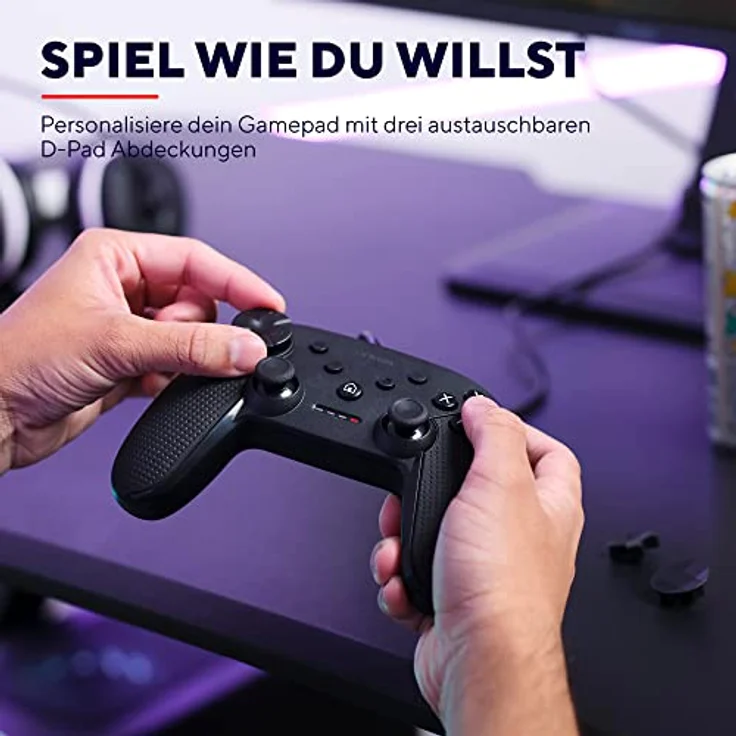 Trust Gaming GXT 541 Muta PC Controller Kabelgebunden, 75% Recycelten Materialien, 3m USB-Kabel, 15 Tasten, Vibrations-Feedback, Joystick Gamepad mit Kabel für Computer, Laptop, Windows 10/11 – Bild 4