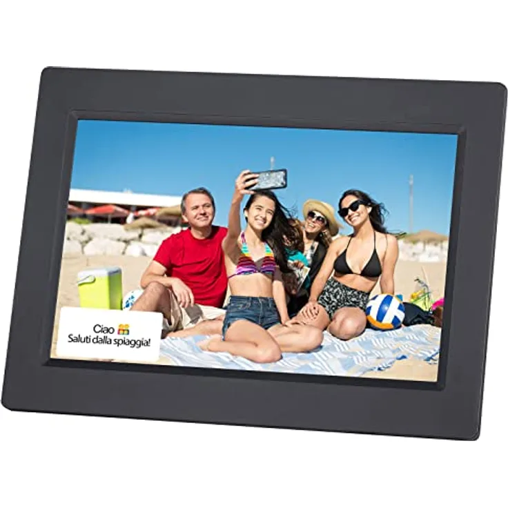 Trevi DPL 2235 WF Digitaler Bilderrahmen Smart Digital Photoframe LCD 10,1 Zoll Micro SD, Dedizierte App, Anzeige von Fotos und Videos, Schwarz