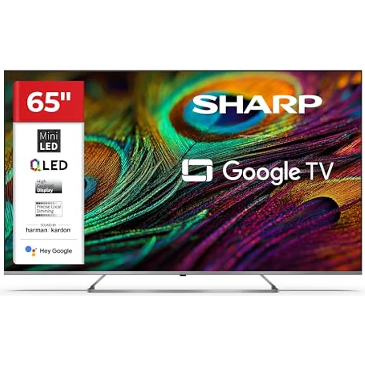 Sharp QLED TV 65JP7765E, 65 Zoll 4K UHD Smart TV mit Mini LED, Dolby Vision HDR, Dolby Atmos, Sound by Harman Kardon, Google Assistant und Triple-Tuner – Bild 1