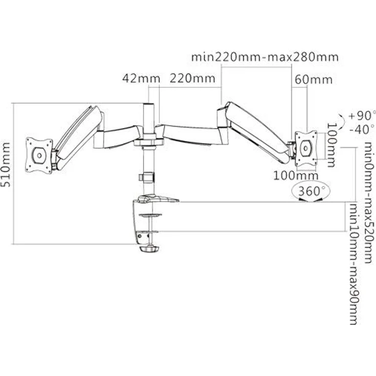 InLine 23160A Tischhalterung mit Lifter, beweglich, für zwei Monitore bis 68cm (27''), max. 9kg – Bild 2