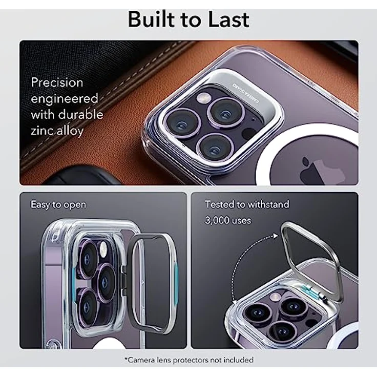 ESR iPhone 14 Pro Hülle, MagSafe kompatibel, mit HaloLock Ständer, Militärnorm Schutz, Kamera Ringständer, Kratzfeste Rückseite, Klar – Bild 5