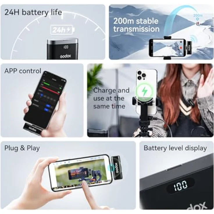 GODOX WES2 Kit1 Funkmikrofon, kabelloses System für hohe Audioqualität – Bild 3