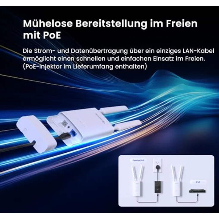 Tenda OAP1200 Outdoor Access Point, Gigabit Dualband WLAN (AC1200, IP65 wasserfest, PoE unterstützend, 1 Gigabit Port), weiß – Bild 4