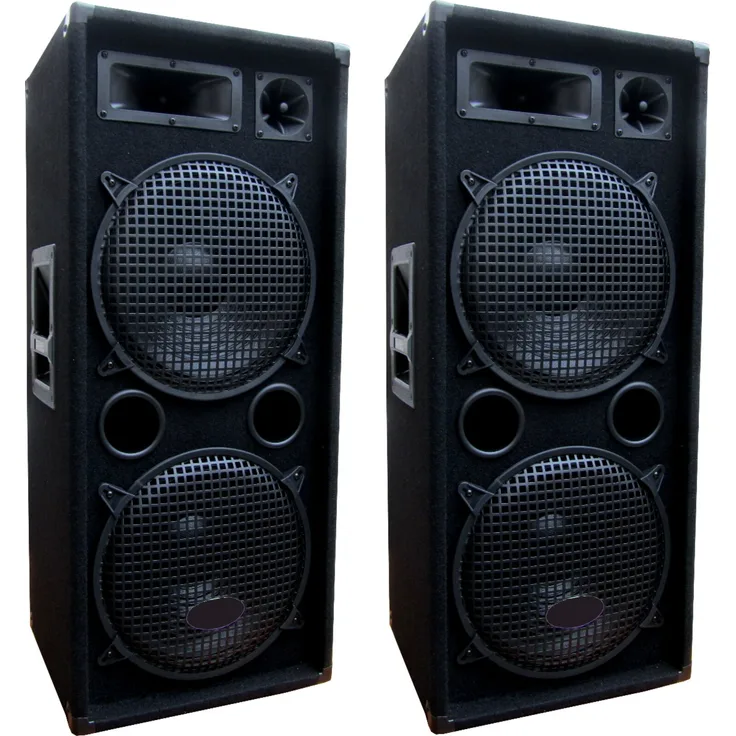 DSX Line PS1200, 2 x 1200 Watt PA Party Lautsprecher Boxen, 3-Wege mit 2x30 cm Bass, schwarz