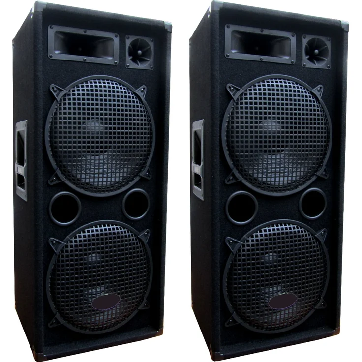 DSX Line PS1200, 2 x 1200 Watt PA Party Lautsprecher Boxen, 3-Wege mit 2x30 cm Bass, schwarz