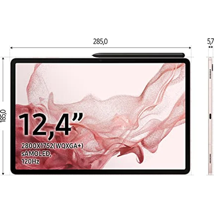 Samsung Galaxy Tab S8+, 12,4 Zoll, 256 GB interner Speicher, 8 GB RAM, Wi-Fi, Android Tablet inklusive S Pen, Pink Gold, inkl. 36 Monate Herstellergarantie – Bild 2