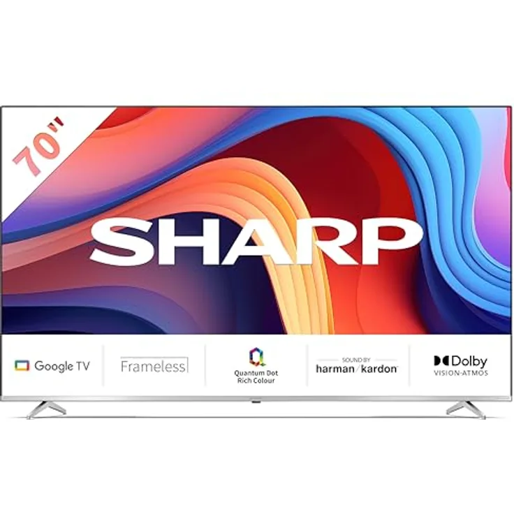Sharp 70GP6260E Quantum Dot Google TV 177 cm (70 Zoll) 4K Ultra HD QLED Google TV (Dolby Atmos, Dolby Vision, HDMI 2.1 mit eARC)