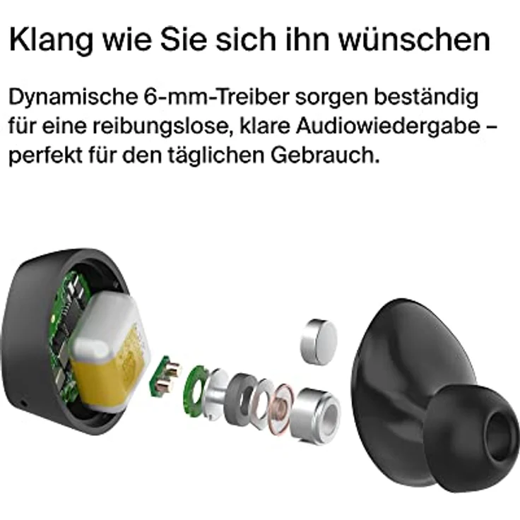 Belkin SoundForm Bolt True Wireless In-Ear-Kopfhörer, kabelloser Kopfhörer mit Mikrofon, Akkulaufzeit bis zu 28 Std., Monomodus, Schweiß- und Spritzwasserschutz der Schutzart IPX4, für iPhone, Galaxy – Bild 4