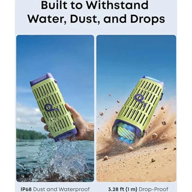 soundcore Boom 3i, Robuster Outdoor Bluetooth-Lautsprecher, wasserdicht IP68, 50W BassUp™ 2.0 Sound, BT 5.3, 16h Akkulaufzeit, Lichtshow + TWS-Stereo, Dschungelgrün – Bild 2
