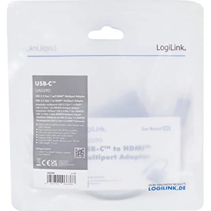 LogiLink USB 3.2 Gen1 Typ-C-zu HDMI & USB Adapter, 4K, PD (Power Delivery), 0,15 m – Bild 4