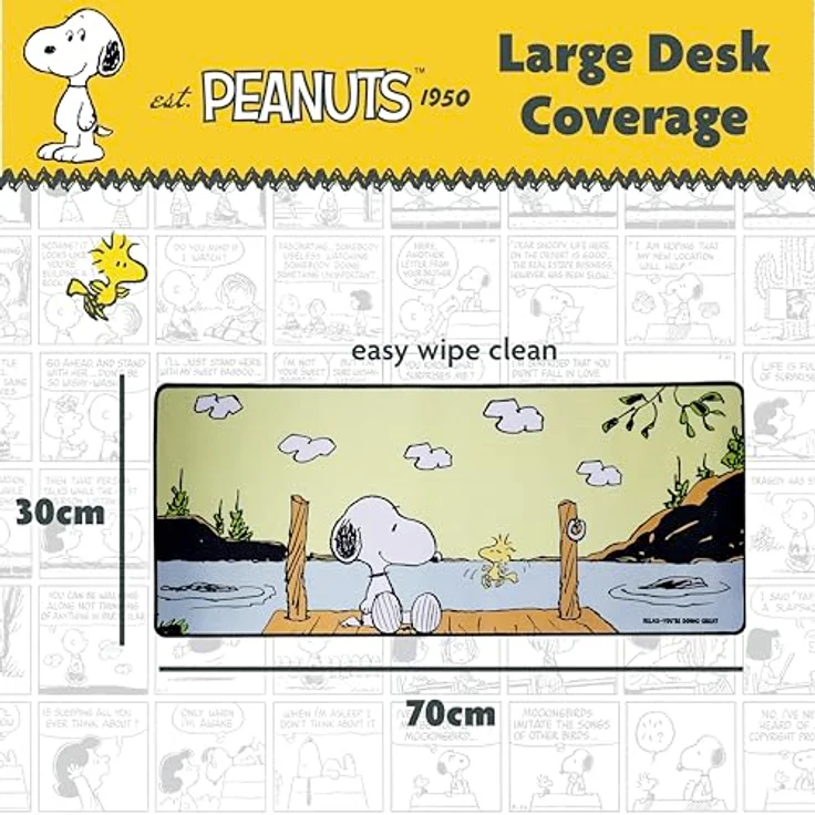 Blue Sky Designs Peanuts XXL Mauspad, offiziell lizenziertes Mousepad mit Snoopy, 70 x 30 cm – Bild 3