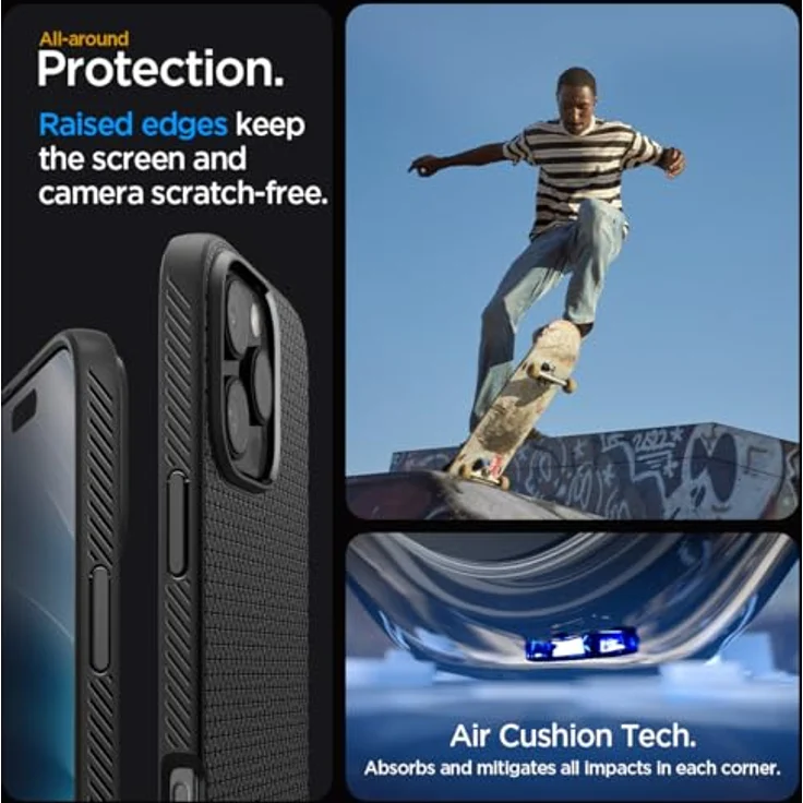 Spigen iPhone 16 Pro Hülle [rutschfest] Liquid Air Case - Matte Black – Bild 5