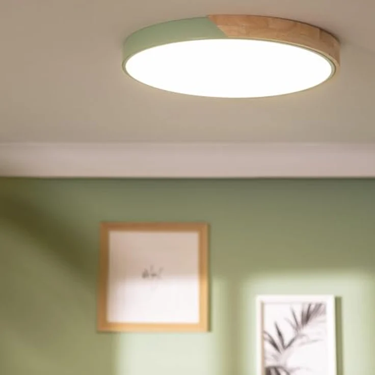 LEDKIA LIGHTING LED-Deckenleuchte 36W Rund Holz Ø500 CCT Wählbar Semi-Dari Einstellbare Farbtemperatur 50xØ500 mm Grün Metall – Bild 4