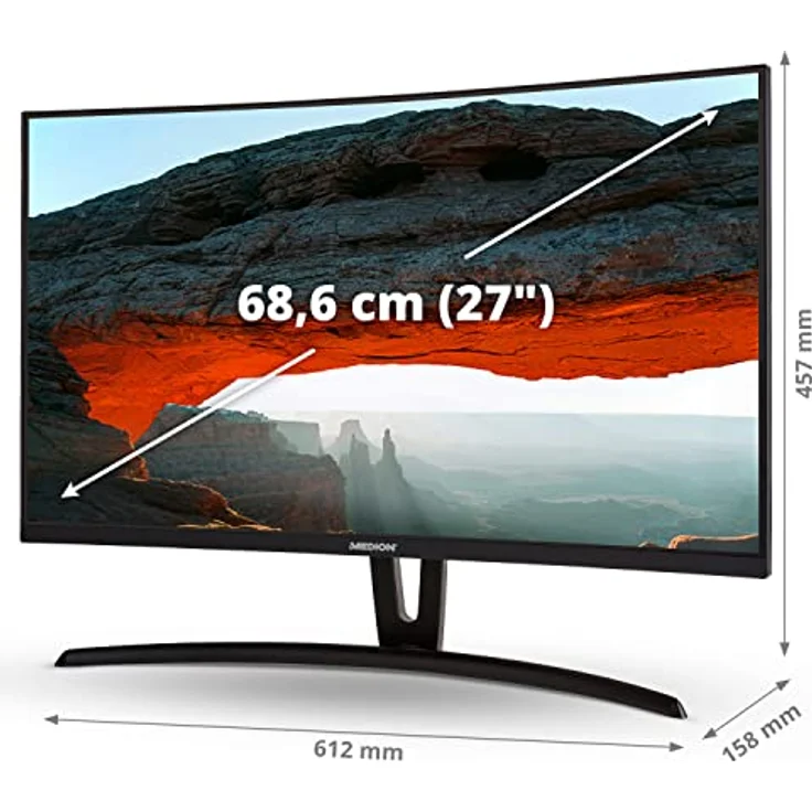 MEDION P52720 (MD 22020) 68,6 cm (27 Zoll) Full HD Curved Monitor mit integrierten Lautsprechern, HDMI, DVI-D, VGA, schwarz – Bild 5