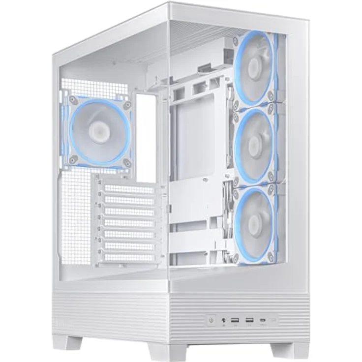 ASUS A31 Plus TG ARGB White ATX PC Gehäuse (vorinstallierte ARGB-Lüfter, kompatibel mit Mainboards mit versteckten Anschlüssen, 360-mm-Radiatoren, 380-mm-Grafikkarten) – Bild 1