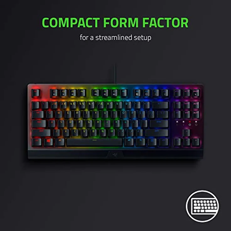 Razer BlackWidow V3 Tenkeyless TKL Mechanische Gaming-Tastatur: gelbe mechanische Schalter, linear, geräuschlos, Chroma-RGB-Beleuchtung, kompakter Formfaktor, programmierbare Makros, USB-Passthrough – Bild 4