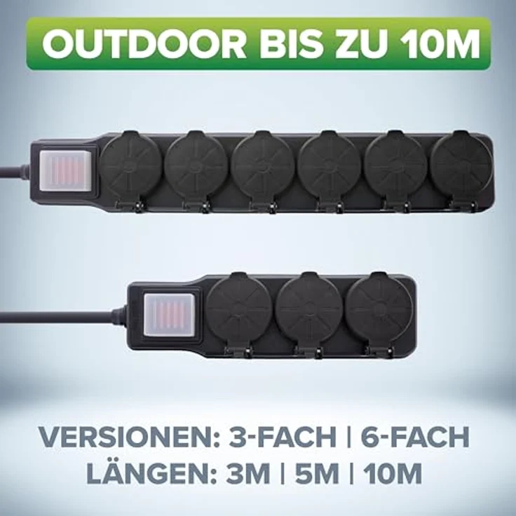 InLine 3-Fach Steckdosenleiste, Outdoor, IP44, 5m mit beleuchtetem EIN/Aus Schalter und erhöhtem Berührungsschutz, robust und langlebig, 16493P – Bild 2