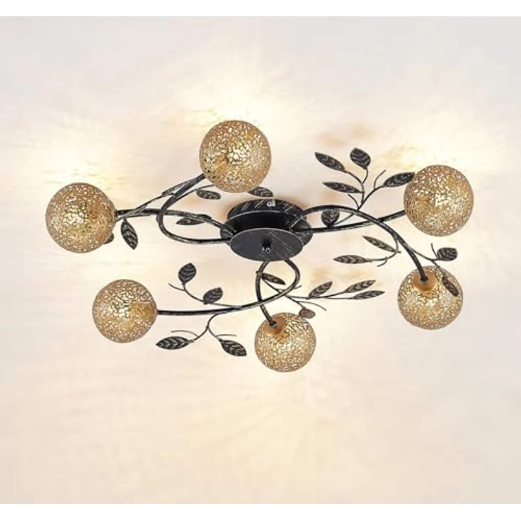 Lucande Deckenlampe 'Evory' in Gold/Messing aus Metall für Wohnzimmer & Esszimmer (6 flammig, G9) - Florentiner Deckenleuchte, Lampe, Wohnzimmerlampe by Lucande – Bild 4