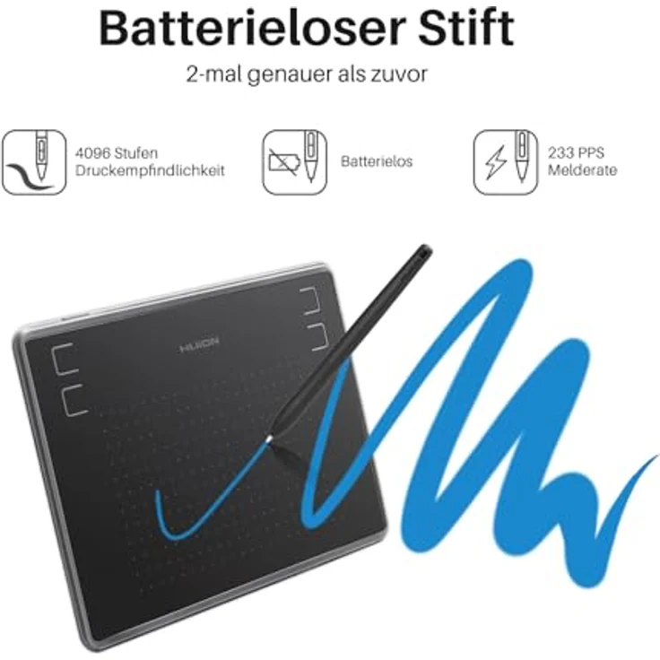 HUION H430P Grafiktablett, Kabelgebunden, 5080 lpi, 4,8 x 3 Zoll, USB, Schwarz – Bild 2