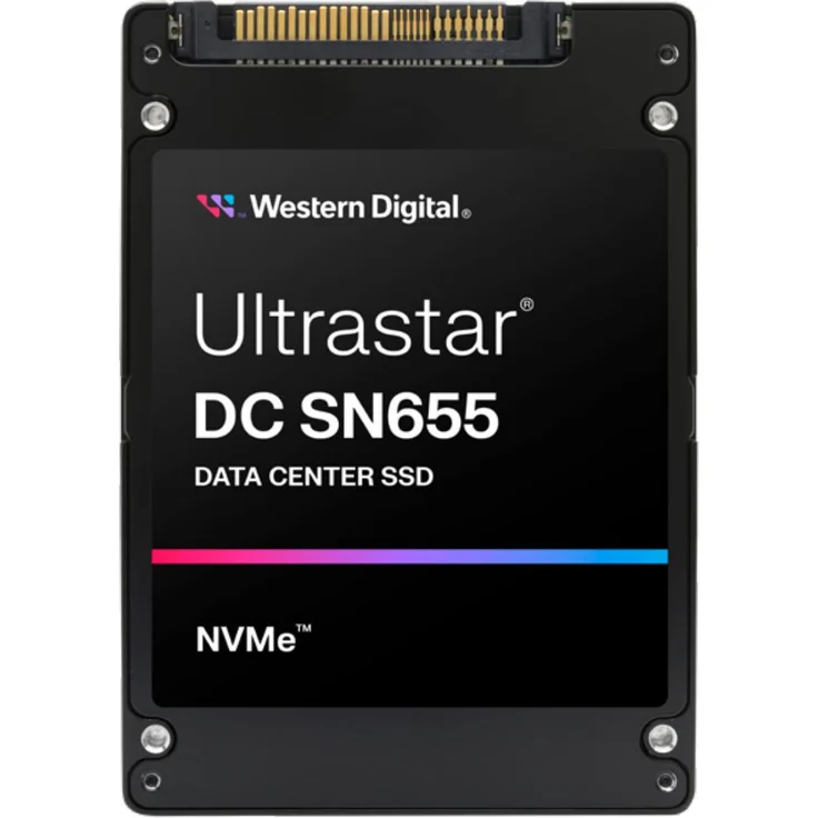 WD Ultrastar DC SN655, 3.84TB NVMe TCG SSD (3840 GB, 2.5"), hohe Leserate bis 6.8 GB/s, TCG Opal-Verschlüsselung, optimiert für Rechenzentren