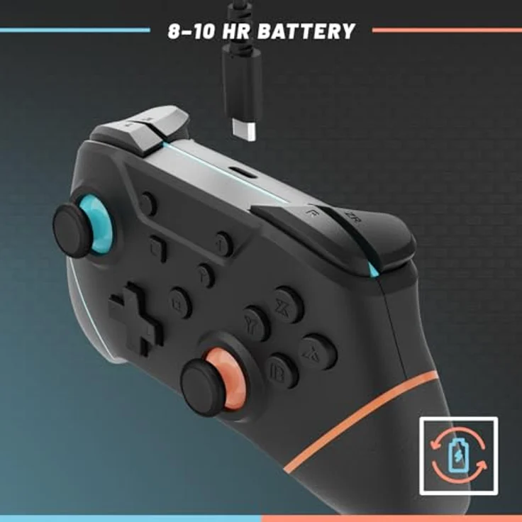Hyperkin Armor3 NuChamp Wireless Gaming Controller, ergonomisch für Nintendo Switch OLED und Switch Lite, schwarz, kabellose RF-Übertragung, integrierte Vibration – Bild 4