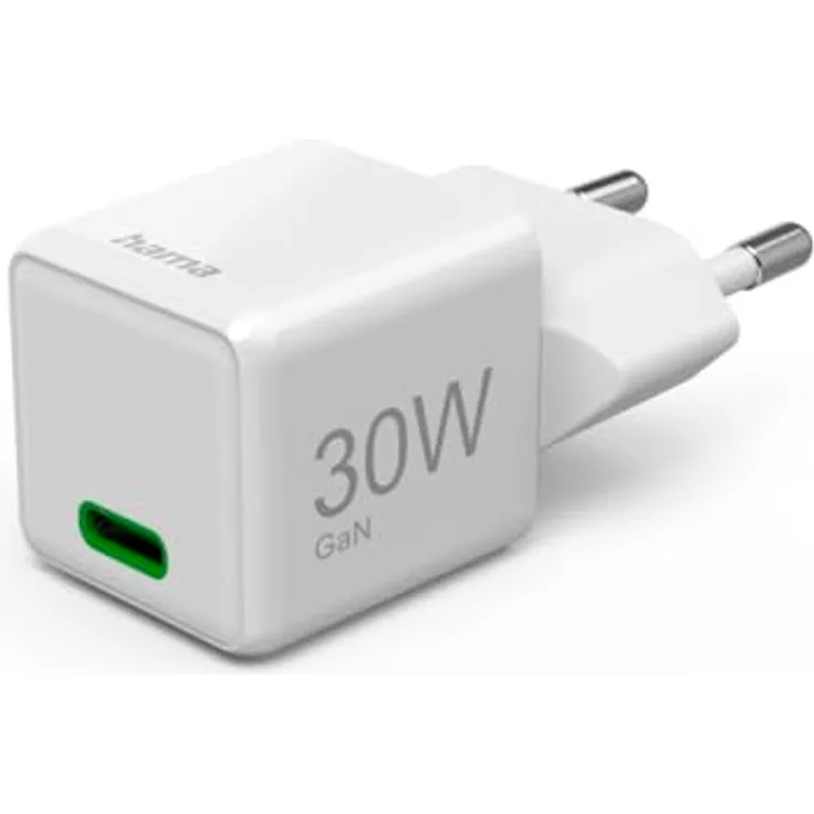 Hama Schnellladegerät GaN Charger, USB-C Power Delivery und Qualcomm Quick Charge, 30 W, weiß