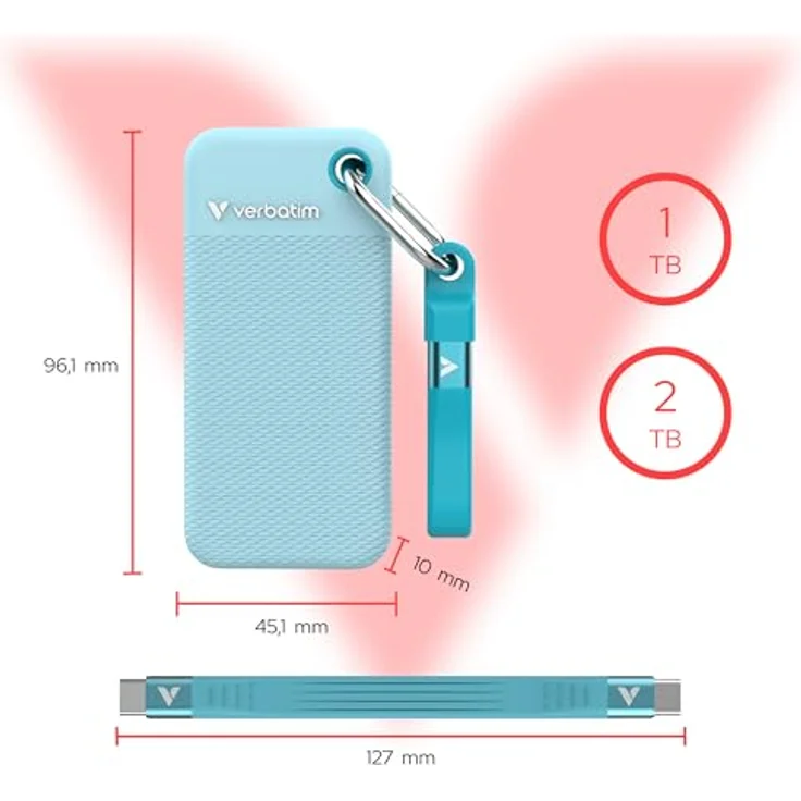 Verbatim Pocket SSD 2TB, Externe SSD in Blau mit USB 3.2 Gen 2, ultraleicht und kompakt – Bild 3