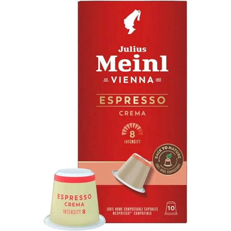 Julius Meinl Inspresso Espresso Crema 8, Nespresso-kompatibel, kompostierbar, 10 Kaffeekapseln, 10,00 Portion Stueck, Bio-zertifiziert