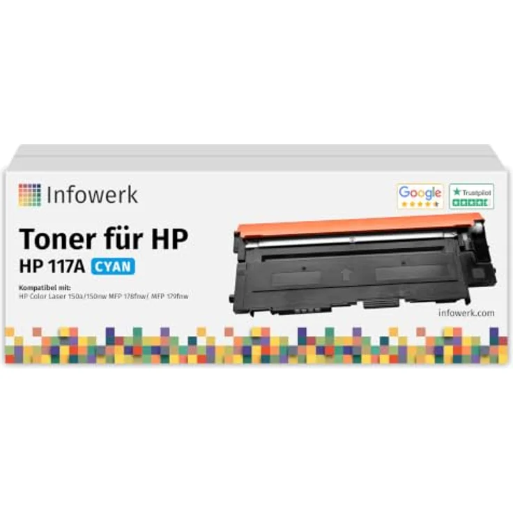 Infowerk Tonerpatrone 117A, kompatibler Toner für HP, Cyan, Seitenleistung bis 1.000 Seiten, 4er Set – Bild 1