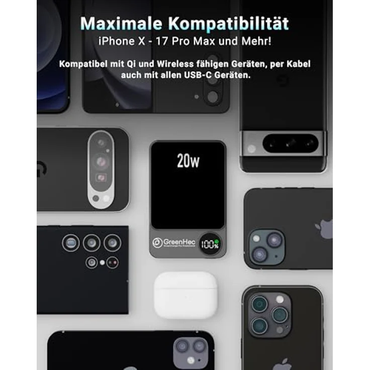 GreenHec SnapCharge Pro, MagSafe Powerbank für iPhone 12-17 Pro Max, 10000mAh, magnetisch und kabellos – Bild 6