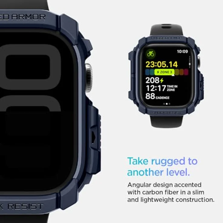 Spigen Rugged Armor Hülle für Apple Watch 10 46mm (2024) - Marineblau, Kratzfeste TPU mit erhöhten Rändern – Bild 4