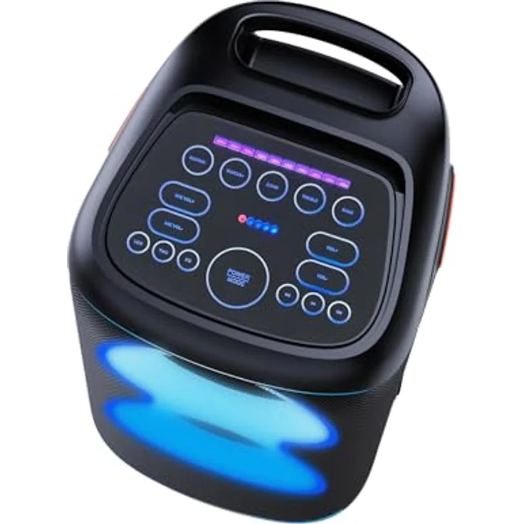 DENVER BPS-370, Bluetooth Lautsprecher mit 100 W RMS, synchronisierten LED-Effekten und IPX4 Spritzwasserschutz, tragbar mit Griff und Rollen – Bild 7