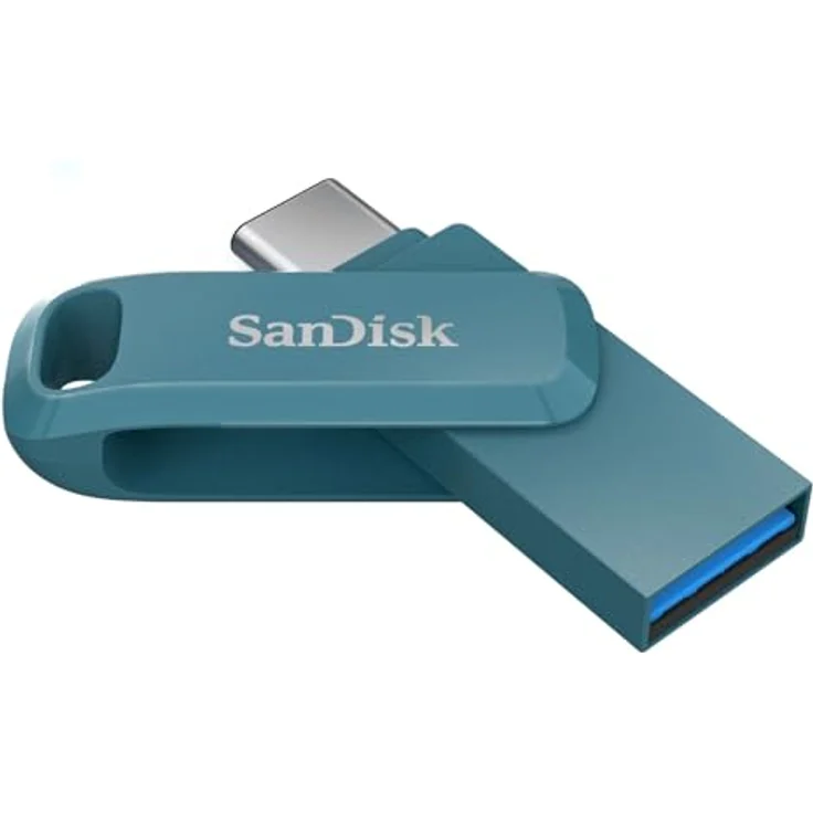 SanDisk Ultra Dual Drive Go, 1000 GB USB-Stick mit USB-C und USB-A, drehbares Design, türkise Farbe – Bild 2