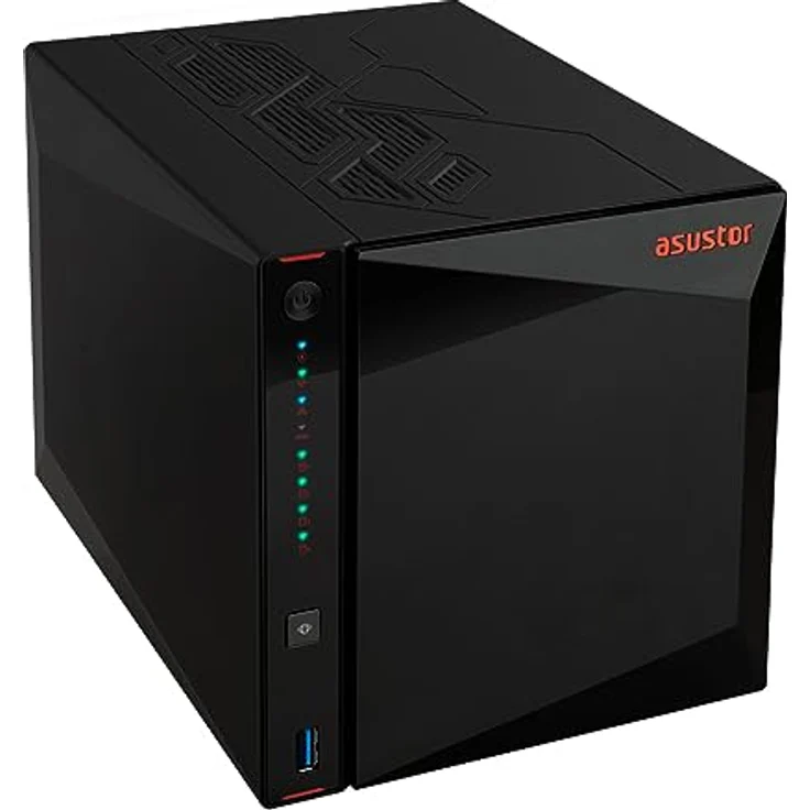 Asustor AS5404T Nimbustor 4 Gen2-4 Bay NAS Netzwerkspeicher Gehäuse, Quad-Core 2,0GHz CPU, 4xM.2 NVMe SSD Steckplätze, 2x2,5GbE Anschlüsse, 4GB DDR4 RAM, Gaming-Inspirierten NAS – Bild 3