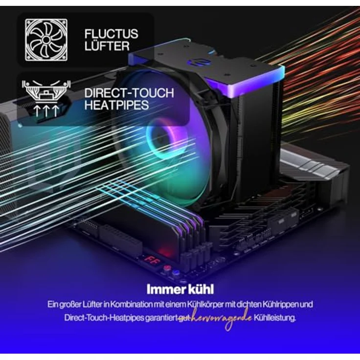 ENDORFY Fortis 5 Black ARGB, CPU-Kühler mit 140mm Lüfter, Hochleistungs-CPU-Kühlung, ARGB-LED-Beleuchtung, AM4/AM5/LGA1700/LGA1200kompatibel – Bild 5
