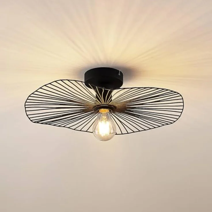 Lindby Deckenlampe Ruota (Retro, Vintage Antik) in Schwarz aus Metall (1 flammig E27) - Deckenleuchte Lampe Wohnzimmerleuchte – Bild 5