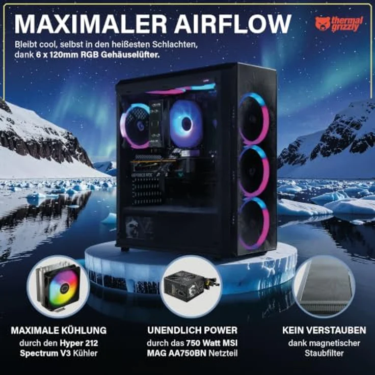 Greed® MK2 - High End Gaming PC - AMD Ryzen 7 5700X, AMD Radeon RX 9060 XT (8GB), 4,6 GHz, 4K, 16 GB RAM, 1 TB SSD, Win 11 Pro – Bild 4