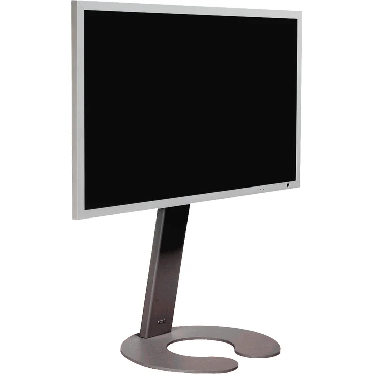 Wissmann Designer TV-Halter omega art 111-R-1, minimalistischer Stand-TV-Halter für 40“-60“ TVs, silber, mit unsichtbarer Kabelführung