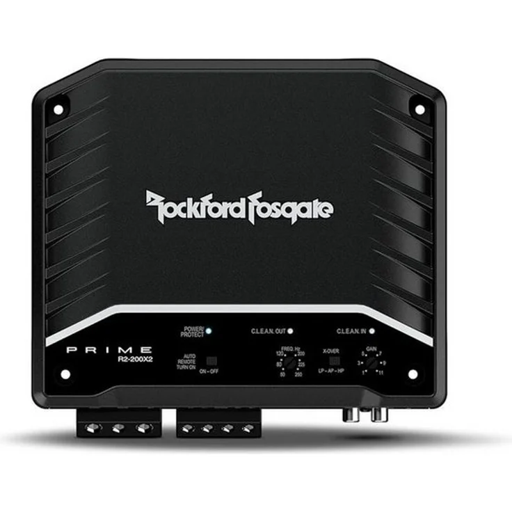 Rockford Fosgate R2-200X2 PRIME, 2-Kanal Class-AB Verstärker mit 2×100 W RMS, variablen Hoch- und Tiefpassfiltern und C.L.E.A.N. Setup-System