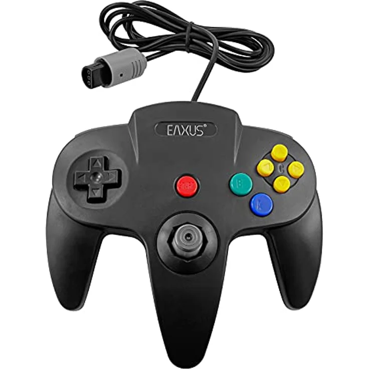 Eaxus Controller 2er Set für Nintendo 64, Schwarz, Retro Look Gamepad mit 1,80 m Kabellänge, optional 3,60 m mit Verlängerungskabel – Bild 2