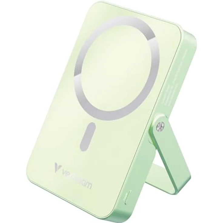 Verbatim Charge 'n' Go MagSafe Powerbank 10.000mAh Grün, 15W Wireless Charging, PD 22W Schnellladefunktion, Klappbarer Ständer für iPhone 16/15/14/13/12 Pro/Pro Max, inkl. USB-C Kabel – Bild 1