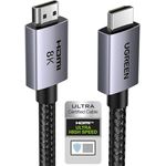UGREEN HDMI 2.1 Kabel 10K 8K 60Hz 4K 240Hz 165Hz 144Hz 120Hz 48Gbit/s High Speed, eARC HDR 10+ Dolby Vision VRR kompatibel mit TV/PS5/PS4/Xbox-Serie X/Monitor/Laptop, Schwarz (2M)