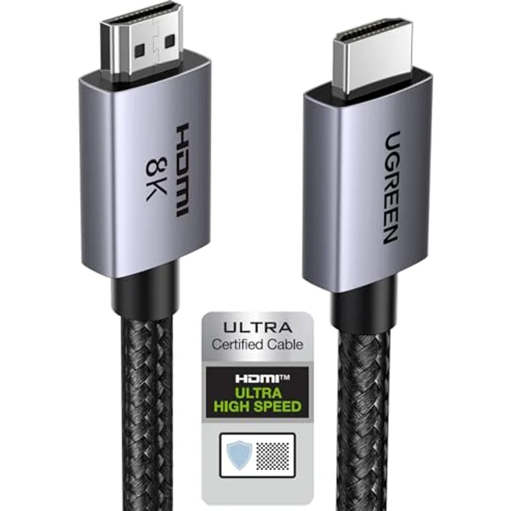 UGREEN HDMI 2.1 Kabel 10K 8K 60Hz 4K 240Hz 165Hz 144Hz 120Hz 48Gbit/s High Speed, eARC HDR 10+ Dolby Vision VRR kompatibel mit TV/PS5/PS4/Xbox-Serie X/Monitor/Laptop, Schwarz (2M) – Bild 1